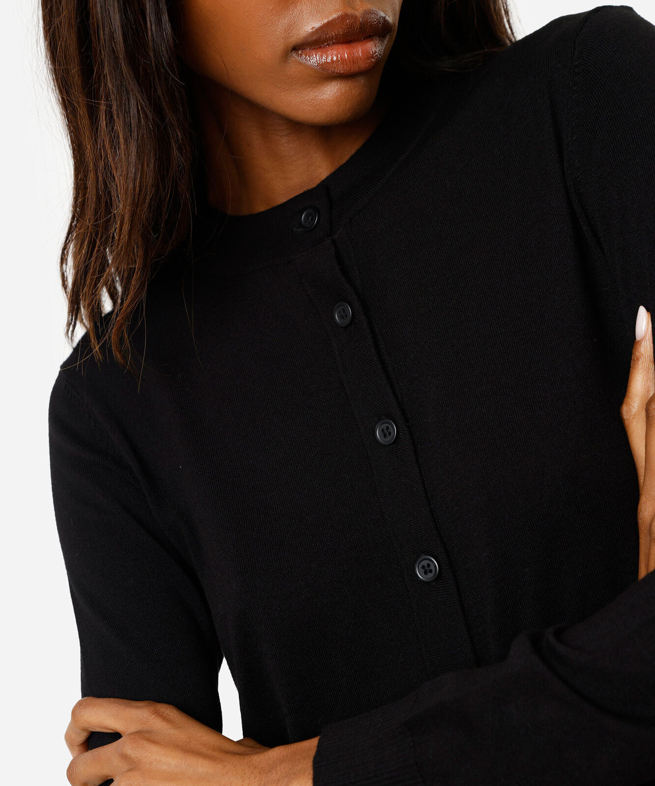 cardigan cropped feminino de tricot preto