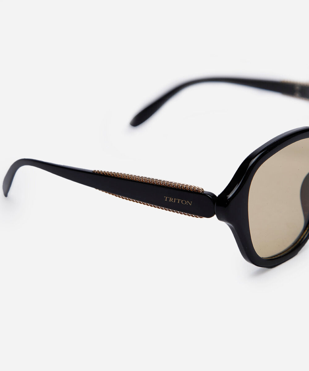 óculos de sol feminino quadrado de acetato triton preto