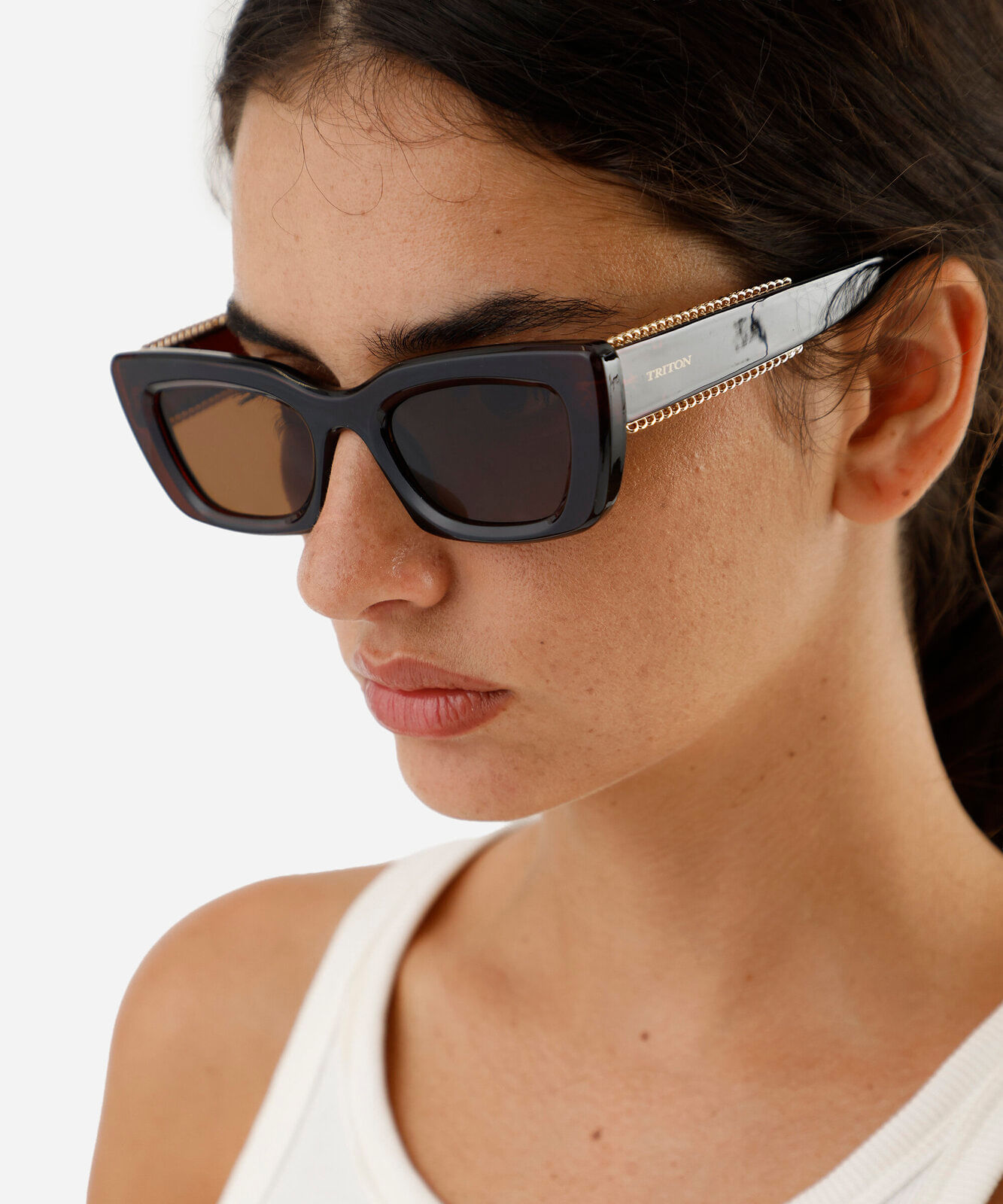 óculos de sol feminino quadrado de acetato triton marrom