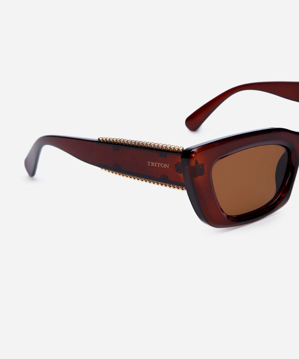 óculos de sol feminino quadrado de acetato triton marrom