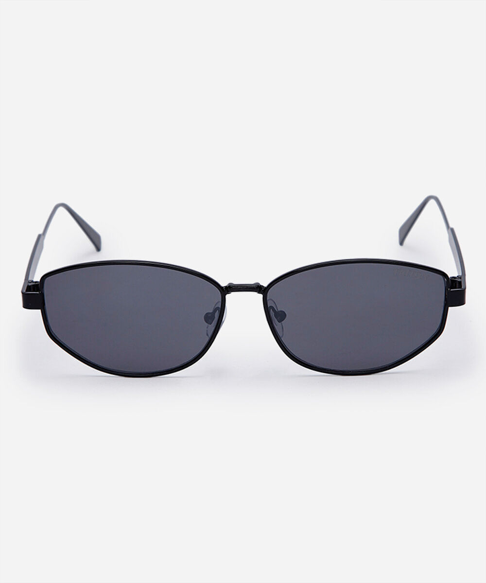óculos de sol feminino oval de metal triton preto
