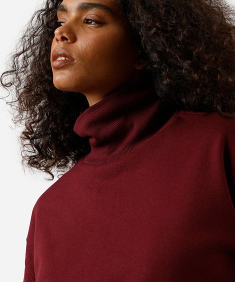 blusão de moletom feminino gola alta vinho