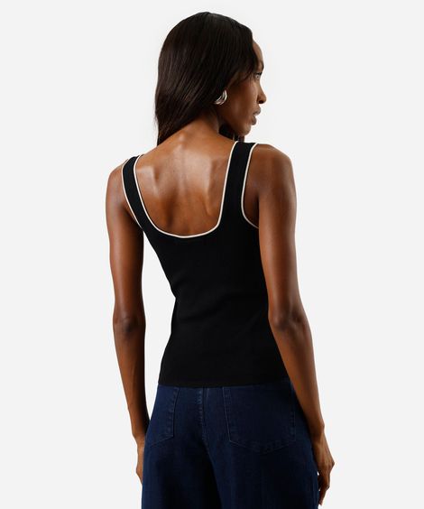 regata feminina de tricot preta