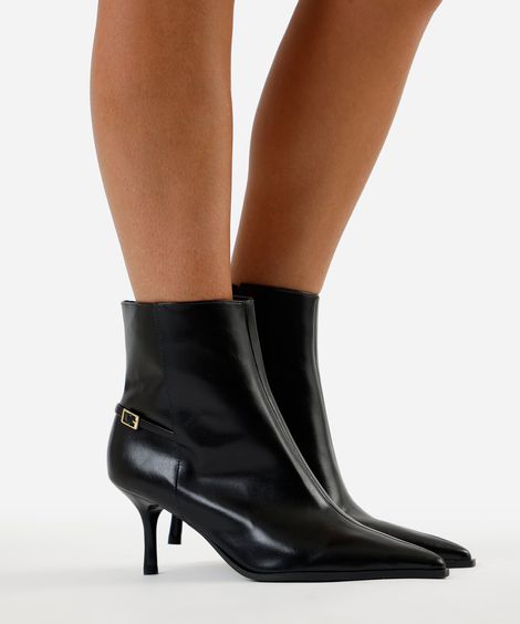 bota feminina cano curto bico fino oneself preta