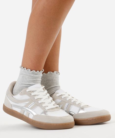 tênis casual feminino texturizado branco