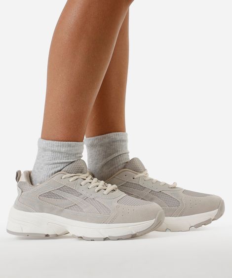 tênis feminino daddy sneaker recortes bege