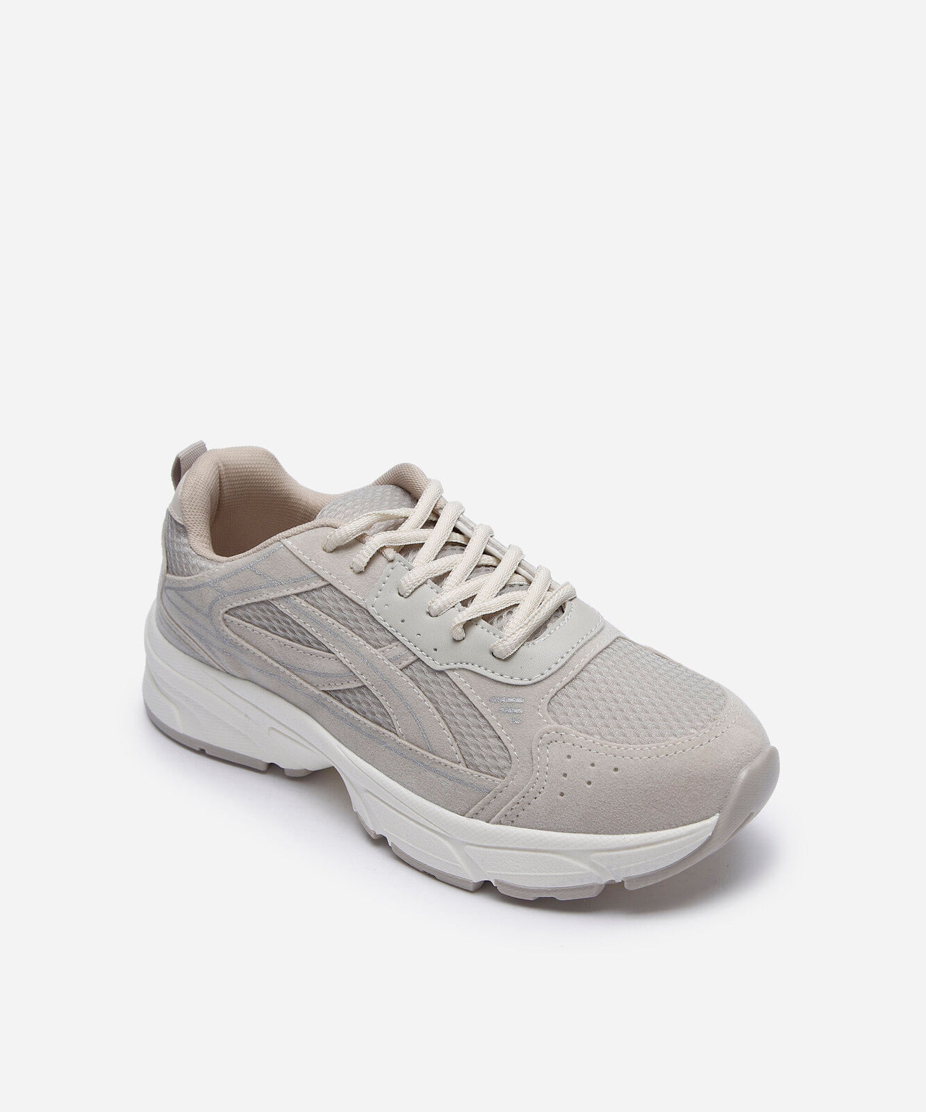 tênis feminino daddy sneaker recortes bege
