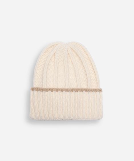gorro de tricot com listra off white