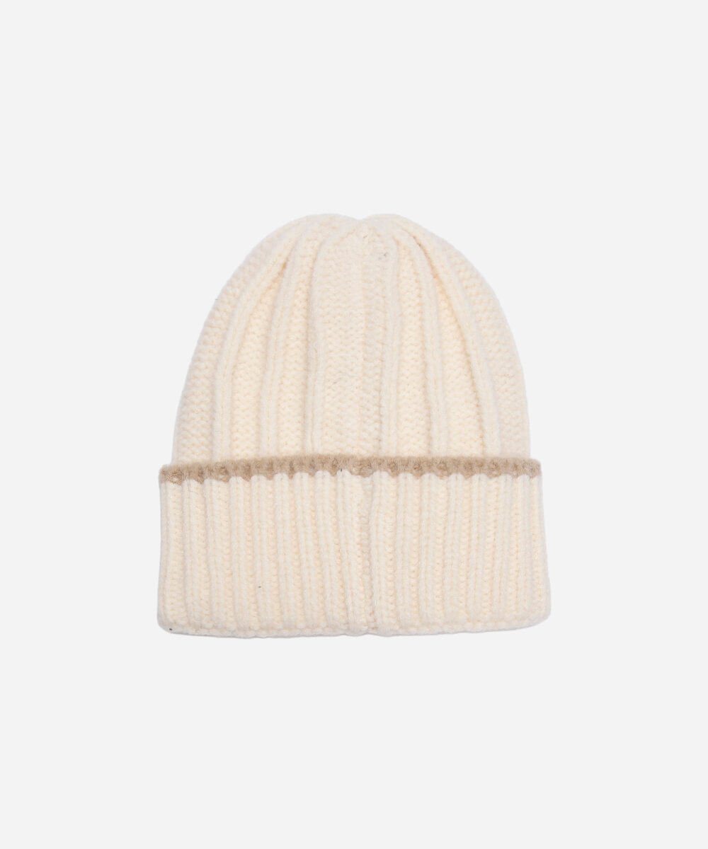 gorro de tricot com listra off white