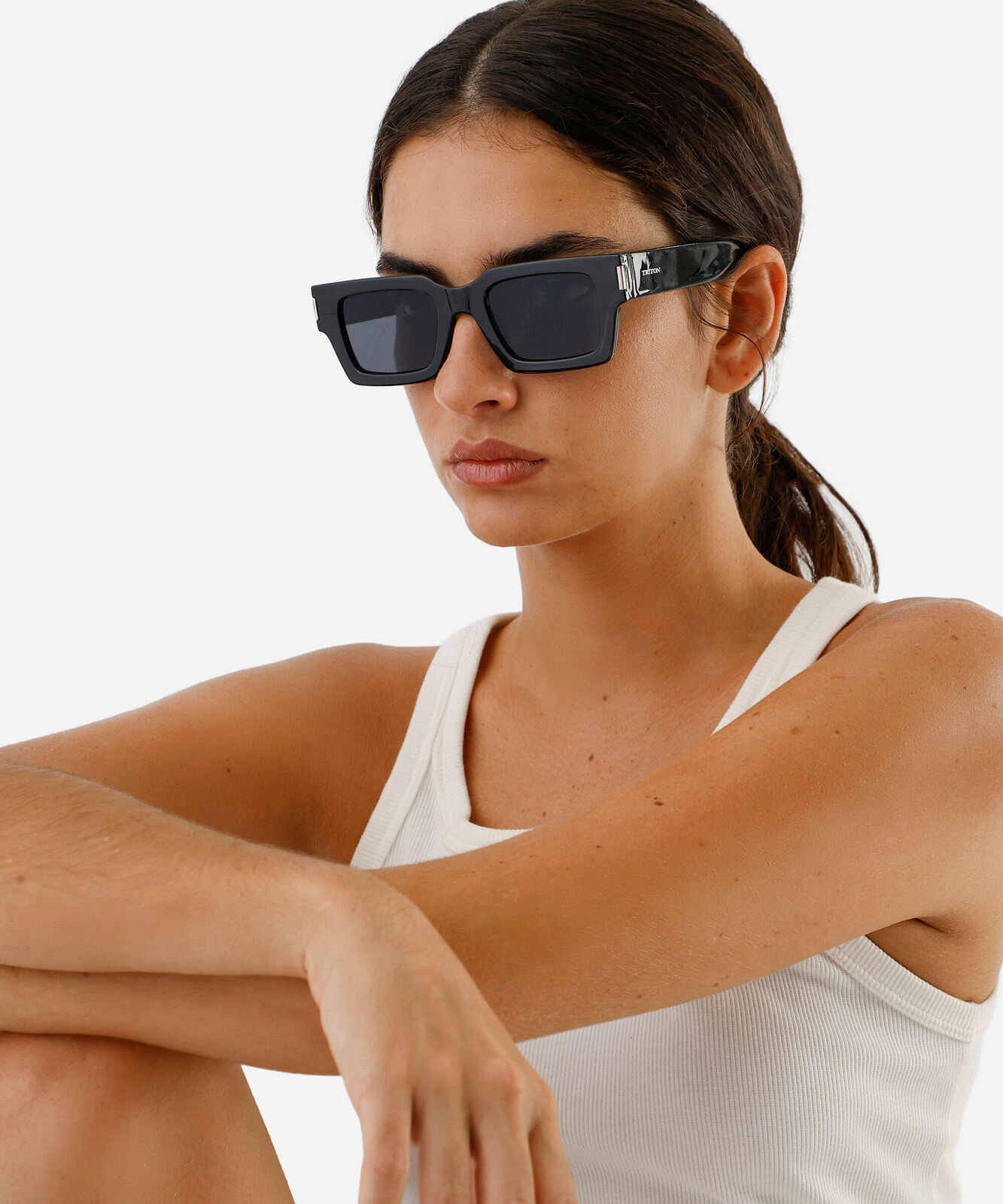 óculos de sol unissex quadrado de acetato triton preto