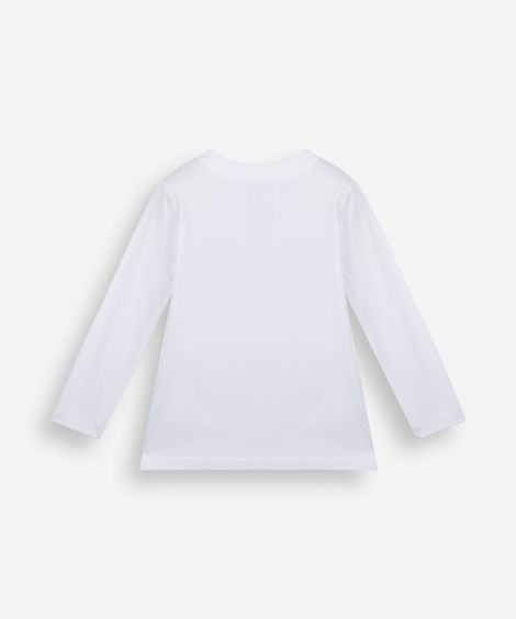 camiseta infantil de algodão manga longa com listras off white