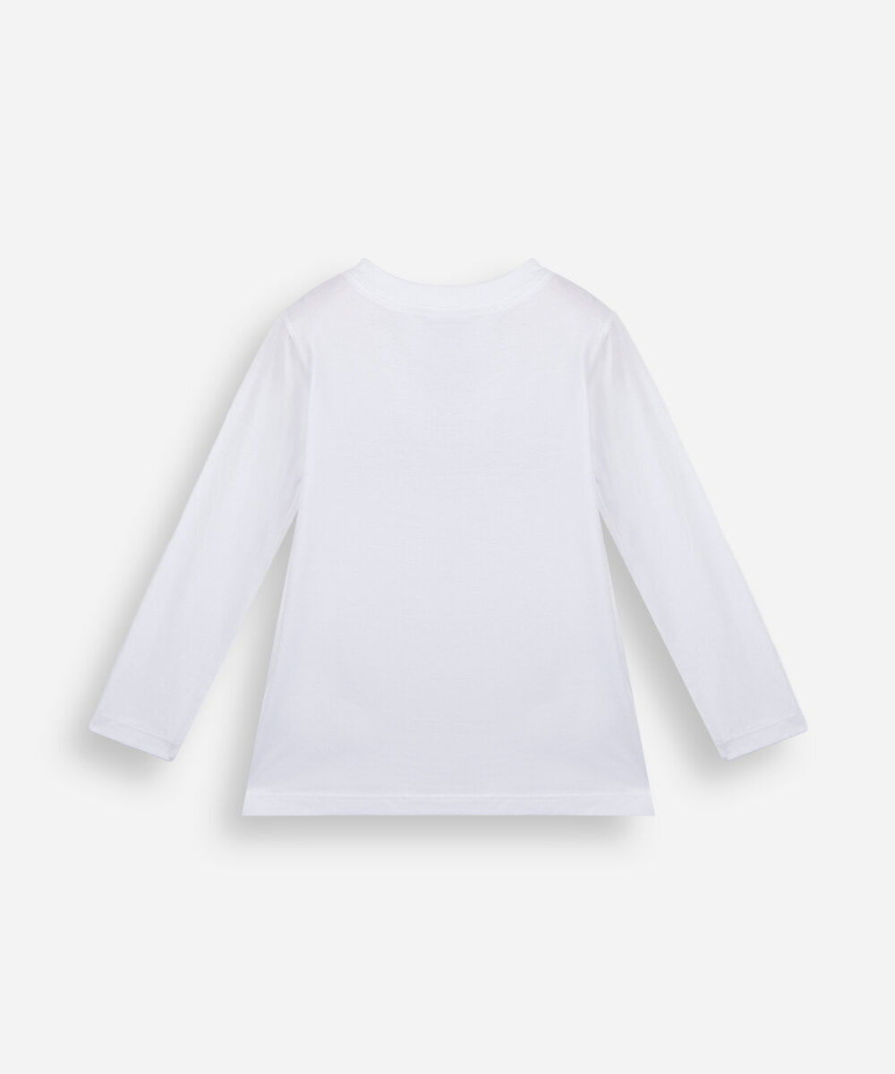 camiseta infantil de algodão manga longa com listras off white