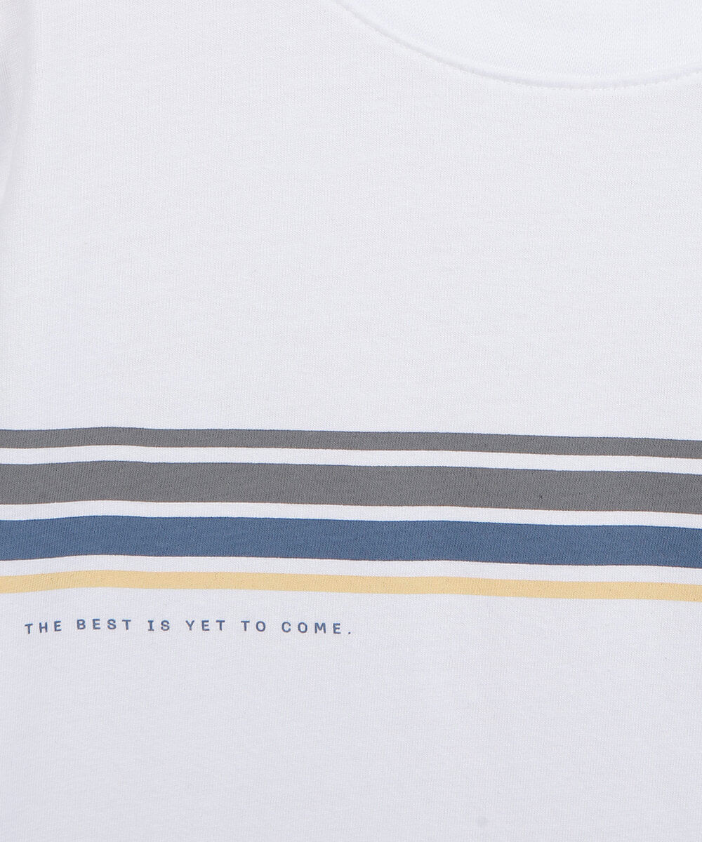 camiseta infantil de algodão manga longa com listras off white