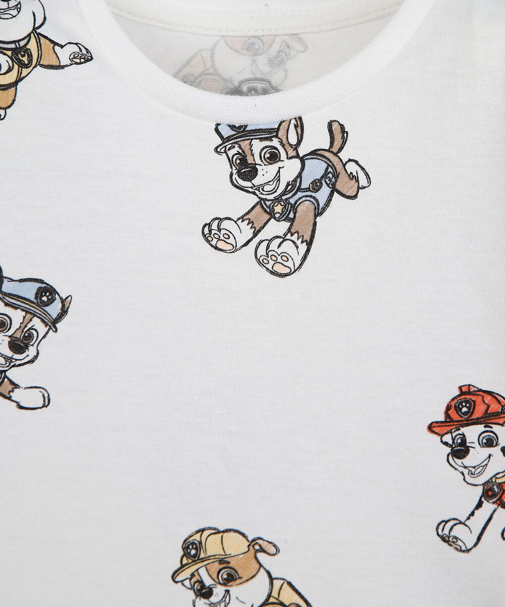 camiseta infantil de algodão manga longa patrulha canina off white