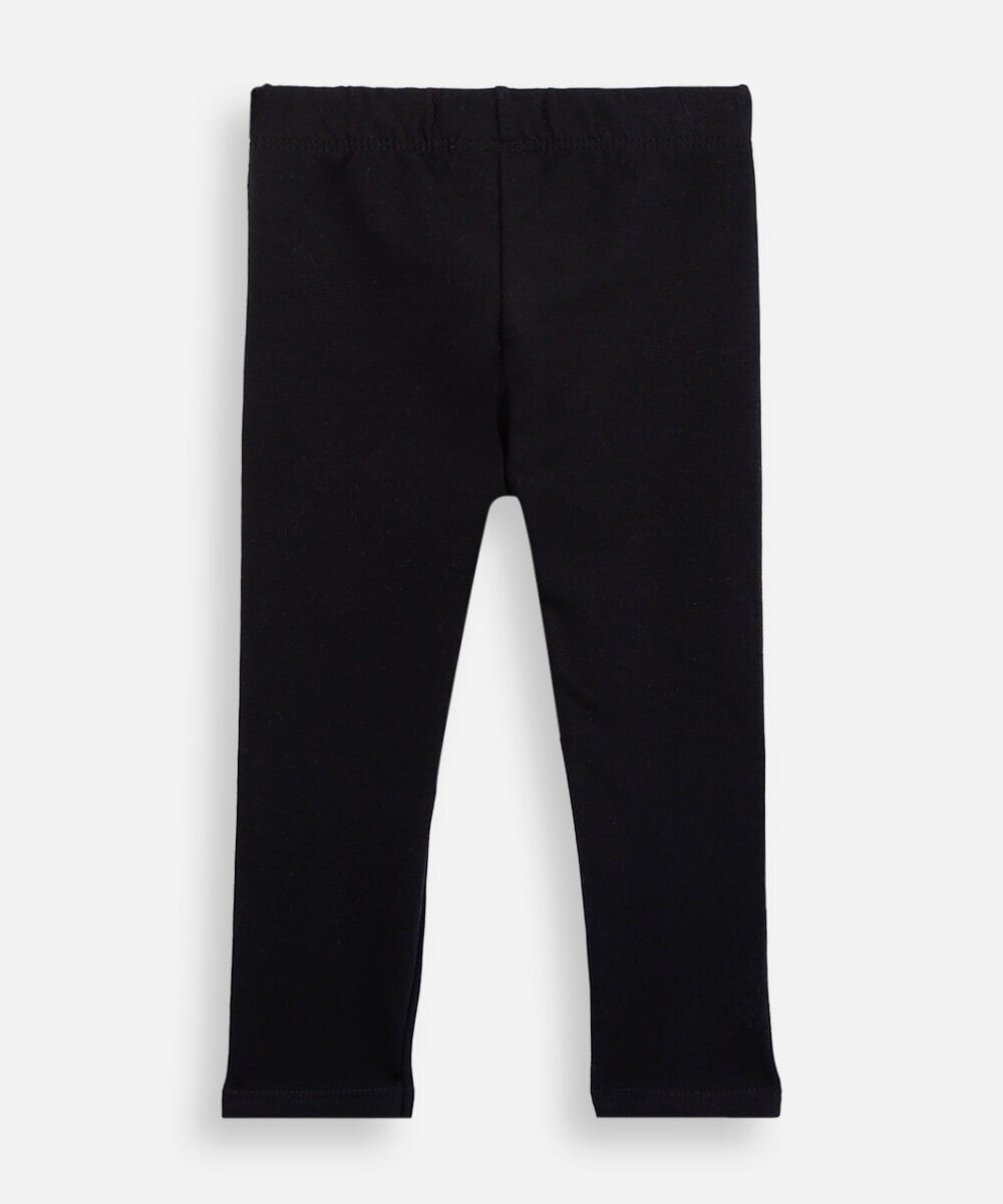calça legging infantil de algodão felpado preta