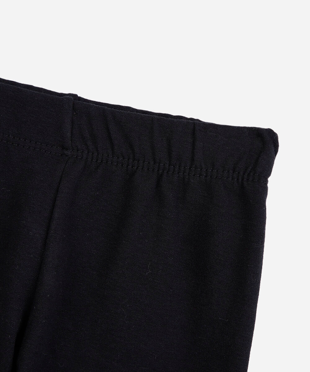calça legging infantil de algodão felpado preta
