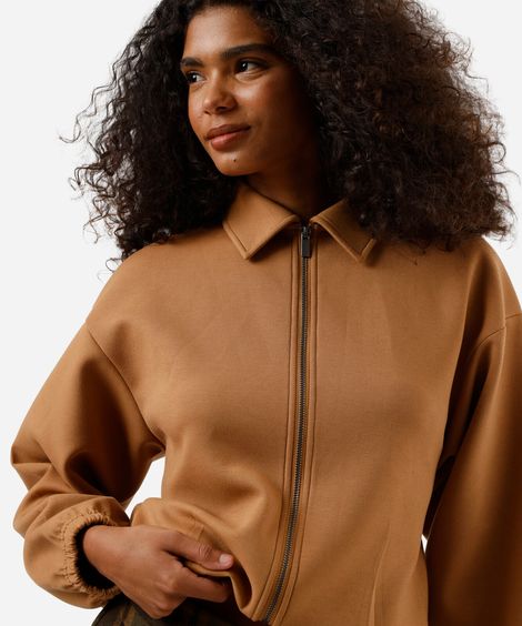 jaqueta bomber feminina com pregas marrom