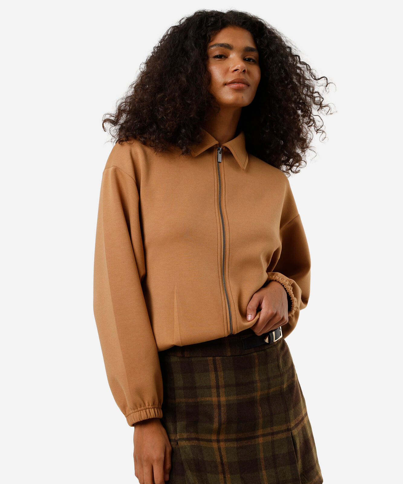 jaqueta bomber feminina com pregas marrom