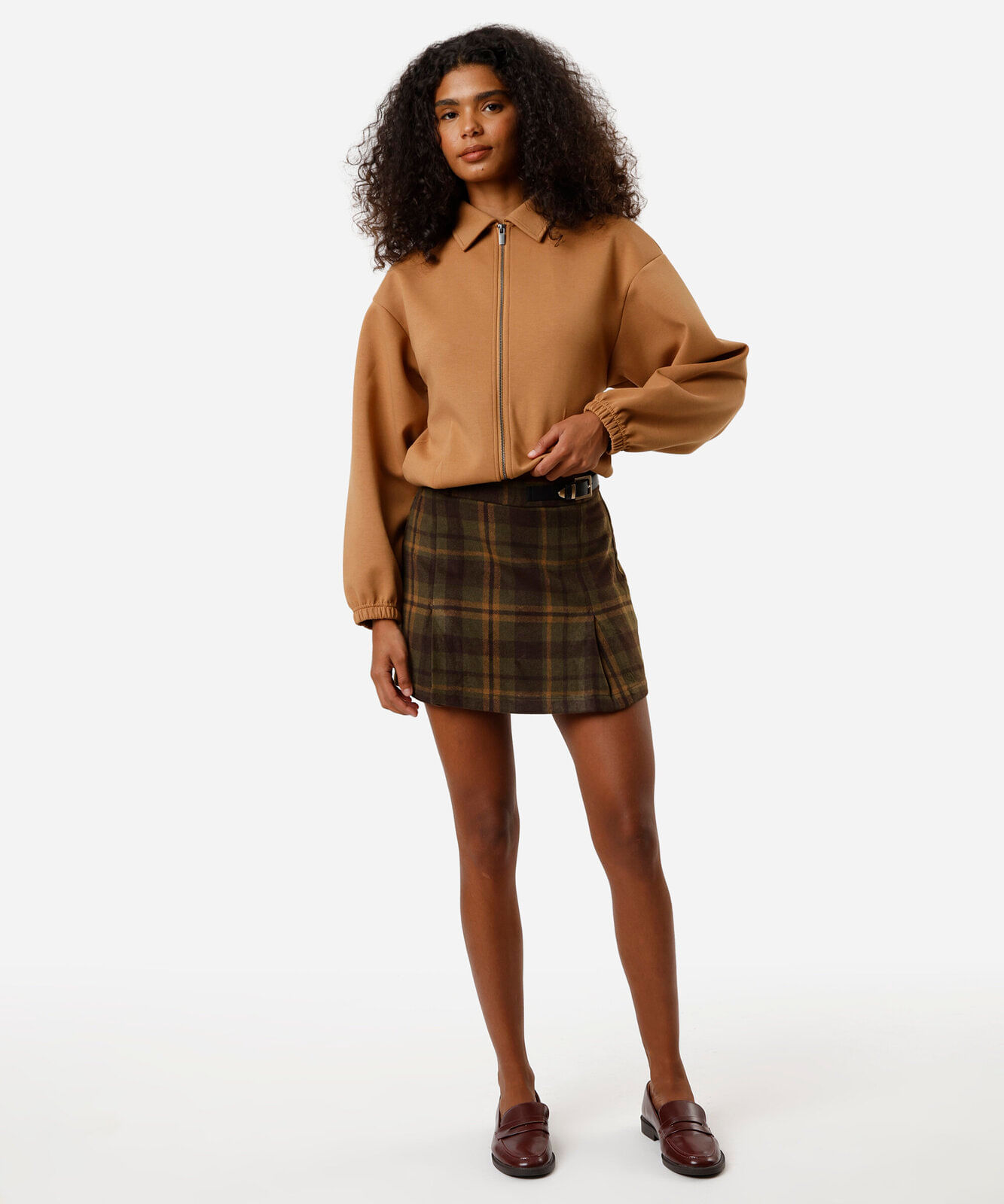 jaqueta bomber feminina com pregas marrom