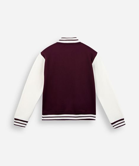 jaqueta bomber juvenil oversized bicolor vinho