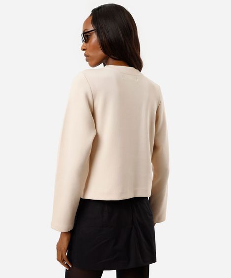 casaco feminino decote redondo bege