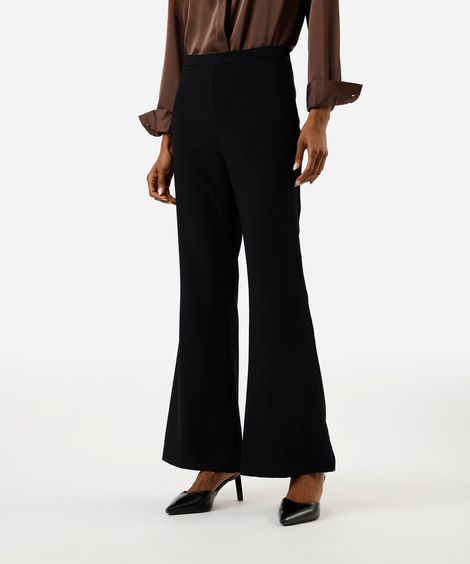 calça flare de alfaiataria feminina cintura alta preta