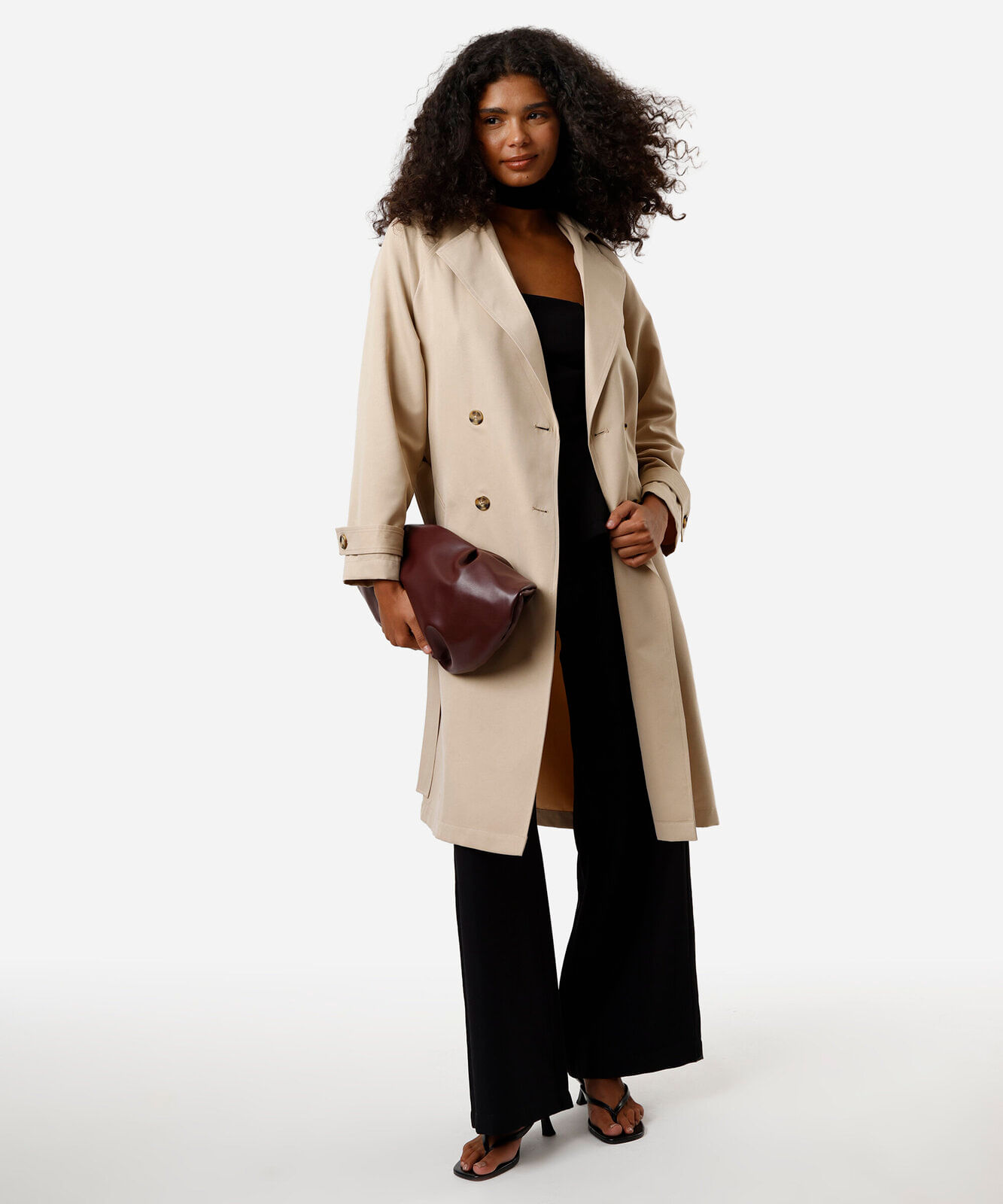casaco trench coat midi feminino bege