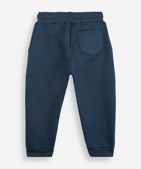 calça jogger infantil de moletom cós com cordão azul