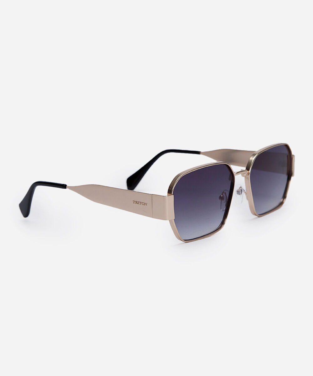 óculos de sol feminino quadrado de metal triton dourado