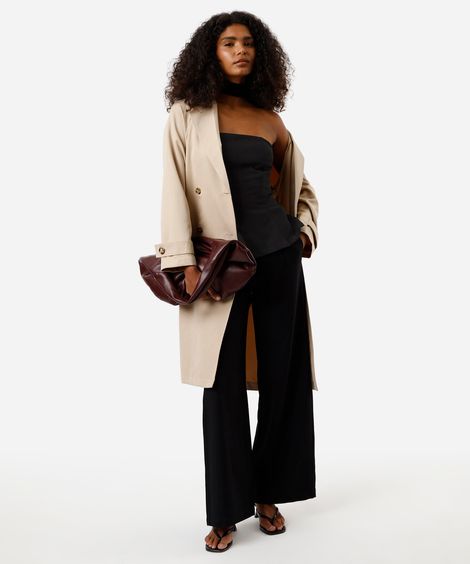 calça wide leg de viscose cintura alta preto