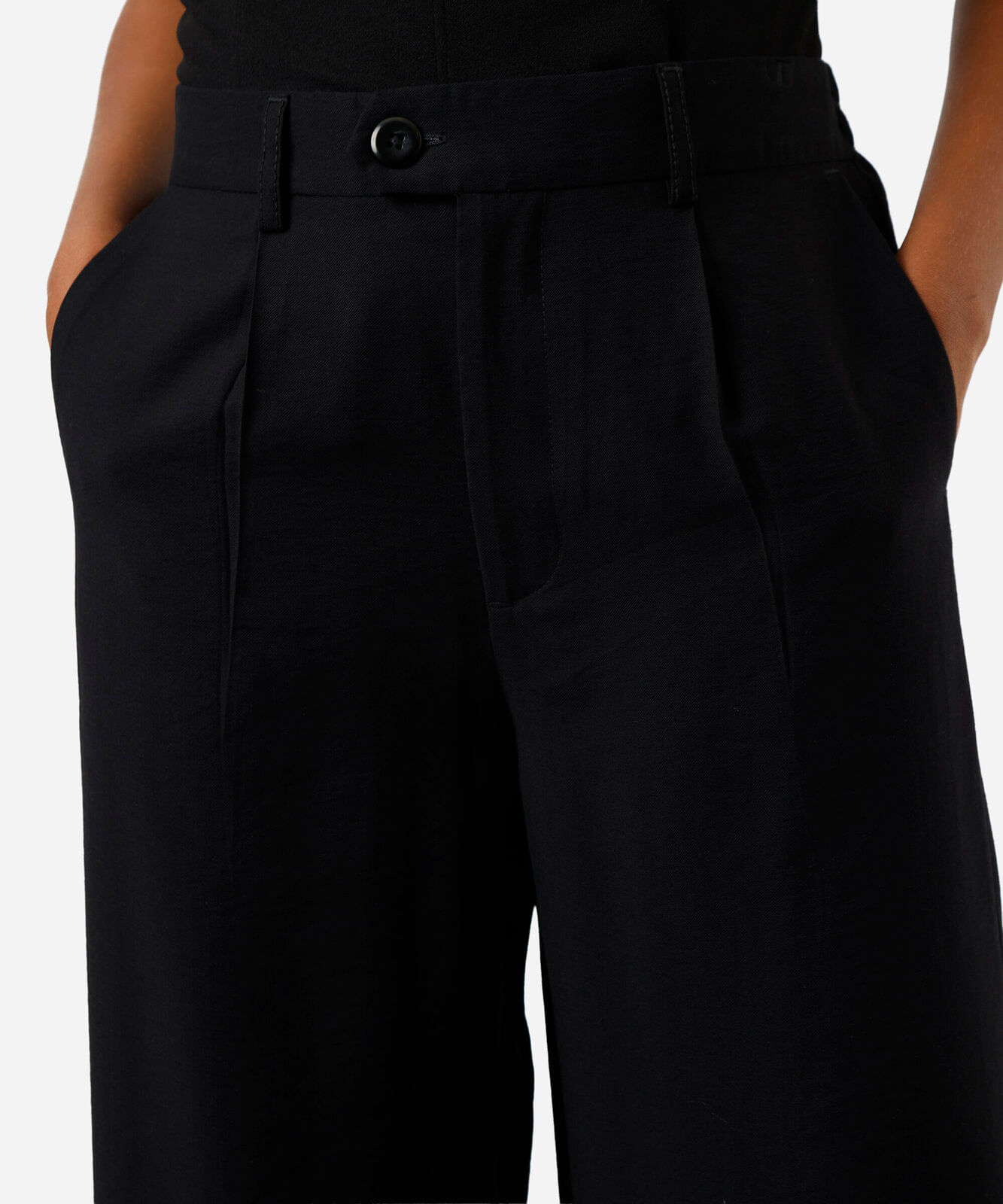 calça wide leg de viscose cintura alta preto