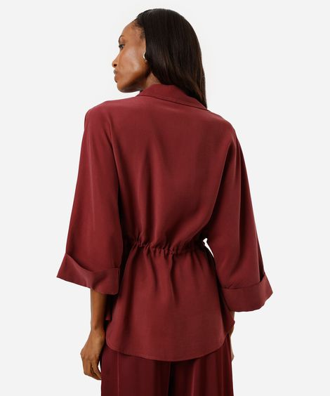 camisa parka feminina com viscose manga longa vinho