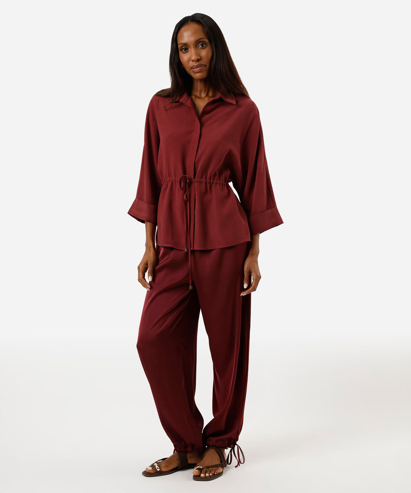camisa parka feminina com viscose manga longa vinho