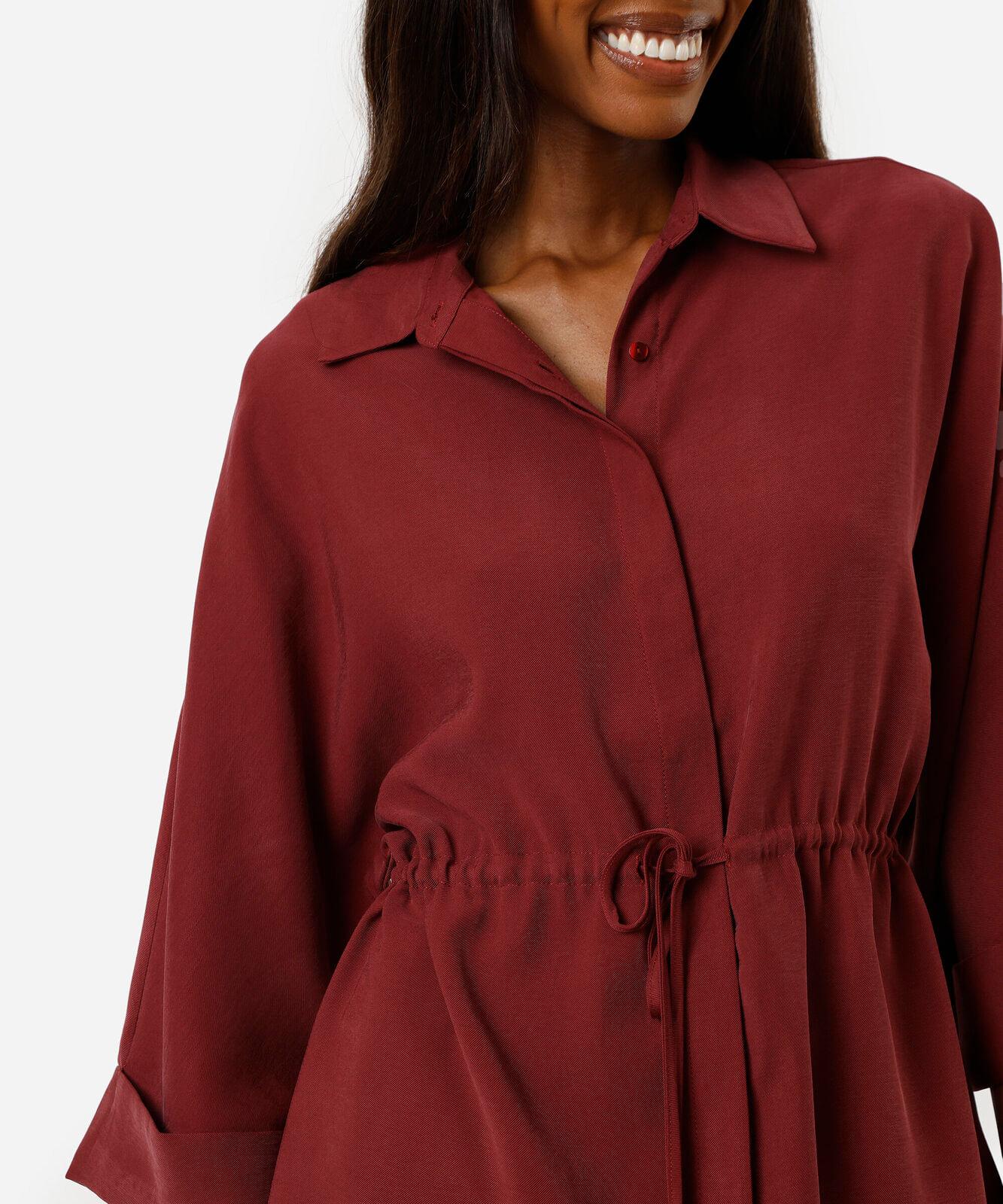 camisa parka feminina com viscose manga longa vinho