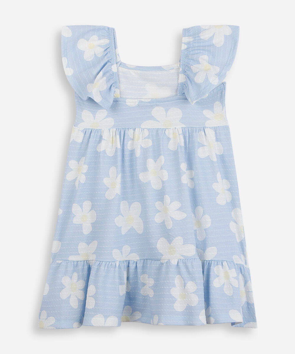 vestido infantil com algodão texturizado floral colorido