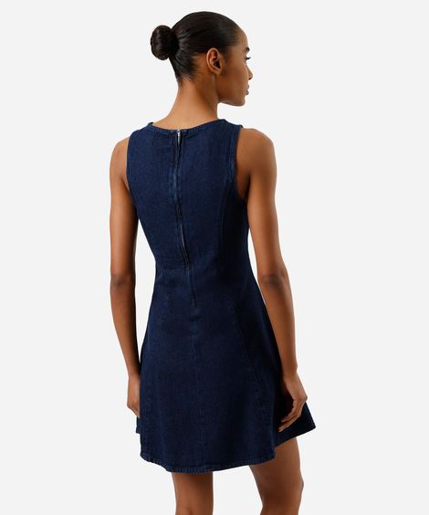 vestido curto feminino jeans com recortes azul