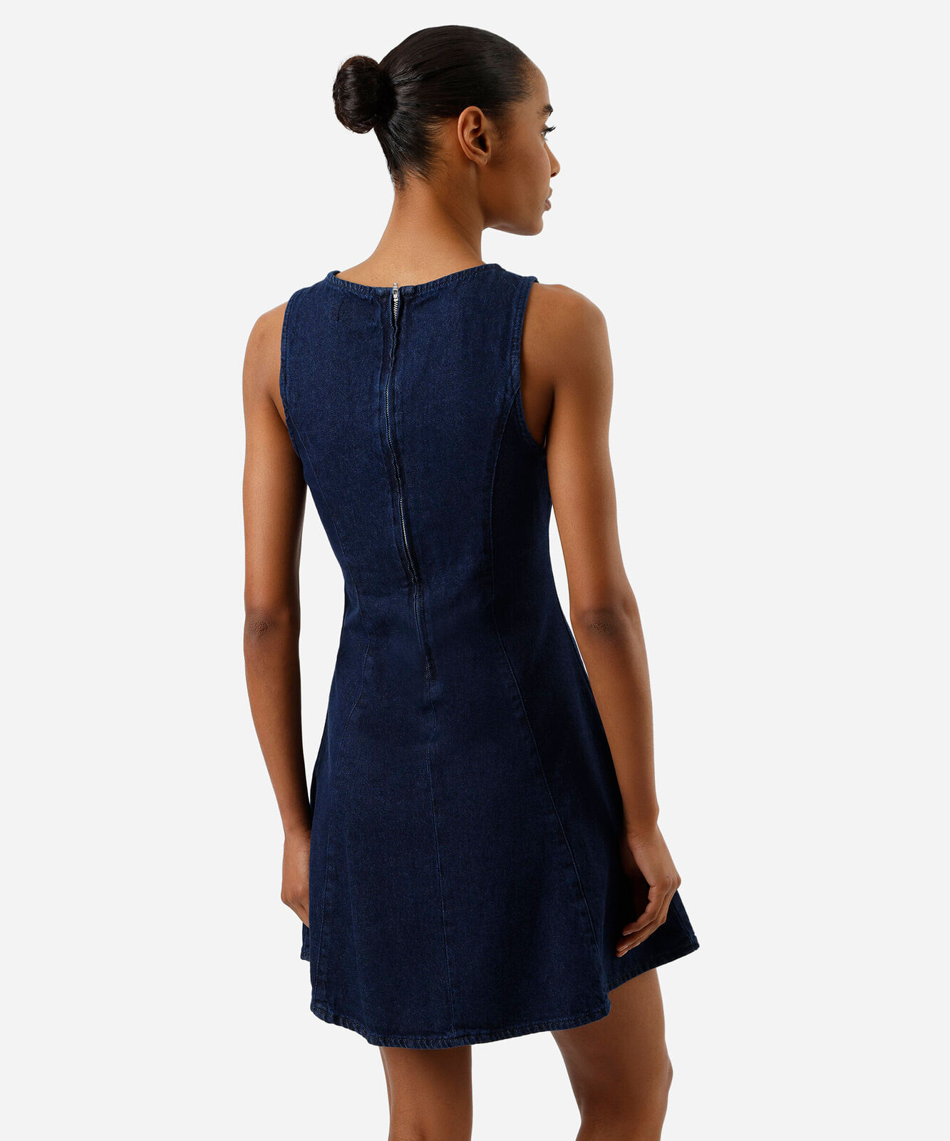 vestido curto feminino jeans com recortes azul