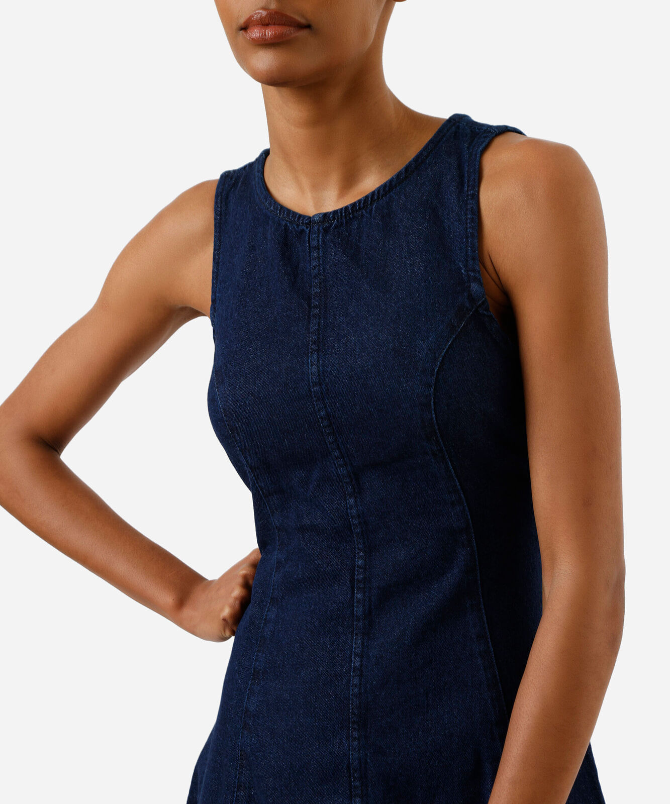 vestido curto feminino jeans com recortes azul
