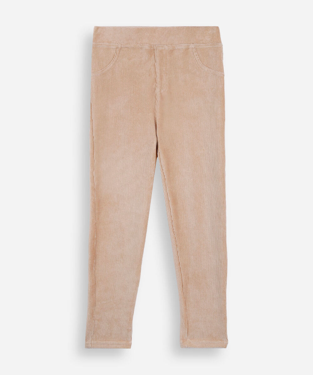 calça legging infantil aveludada bege