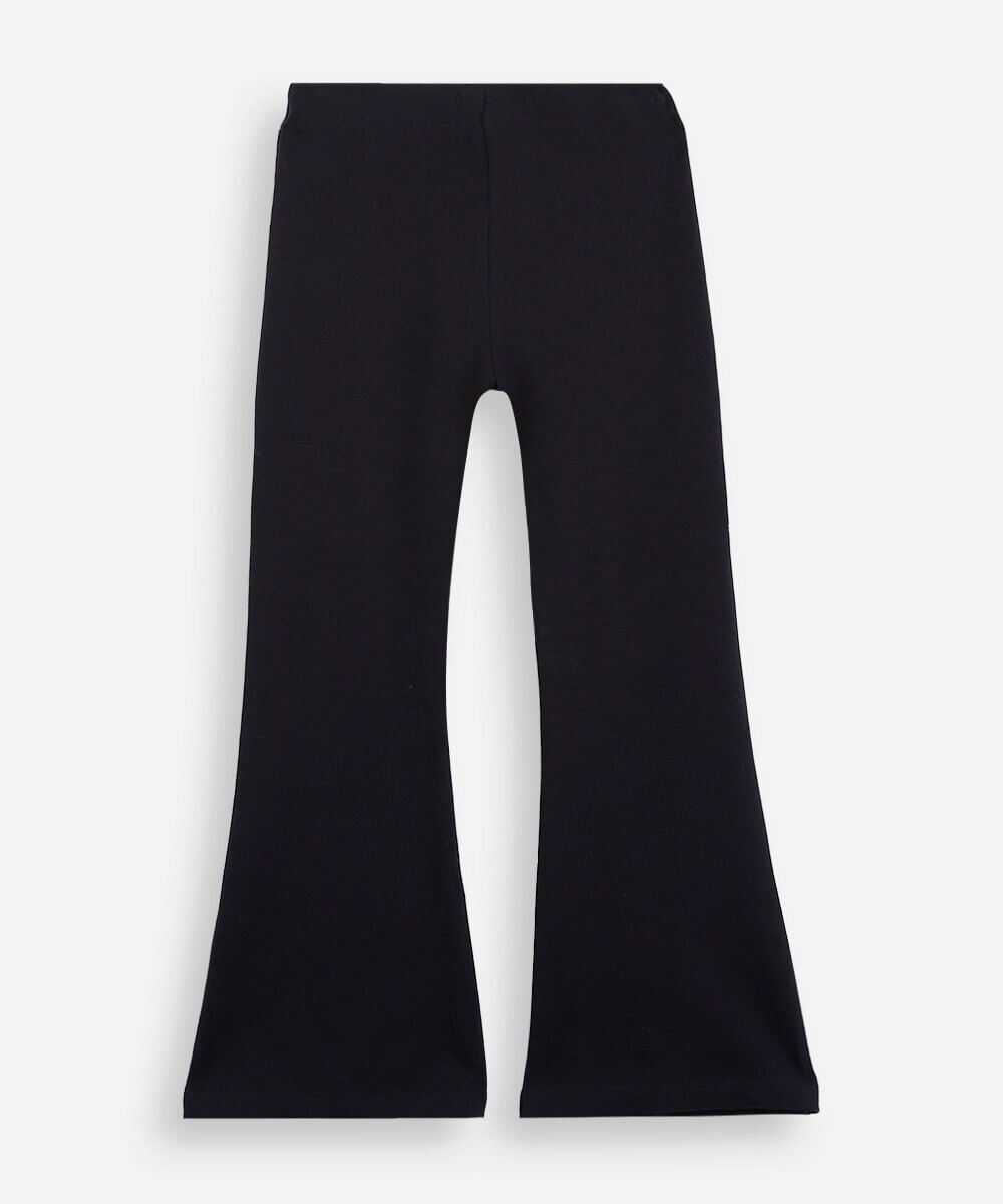 calça flare infantil de algodão com nervura preta