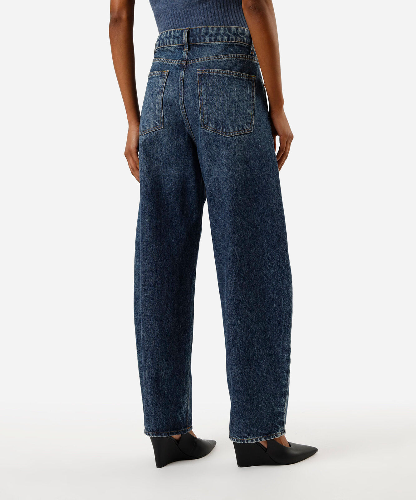 calça baggy feminina jeans cintura média azul