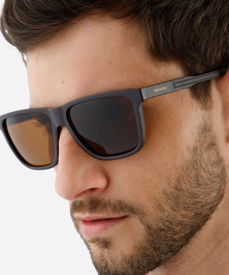 óculos de sol masculino quadrado de acetato triton marrom