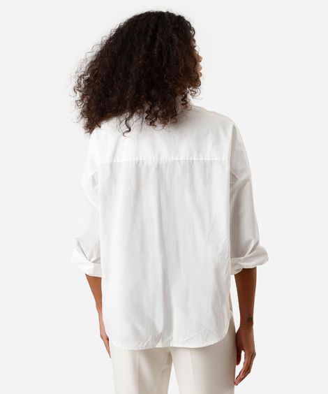 camisa feminina de algodão manga longa oversized off white