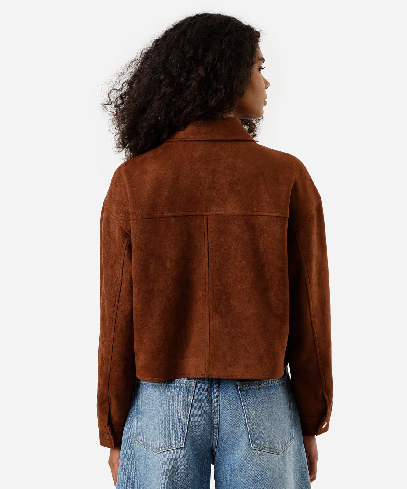 jaqueta feminina de veludo cotelê com bolsos marrom