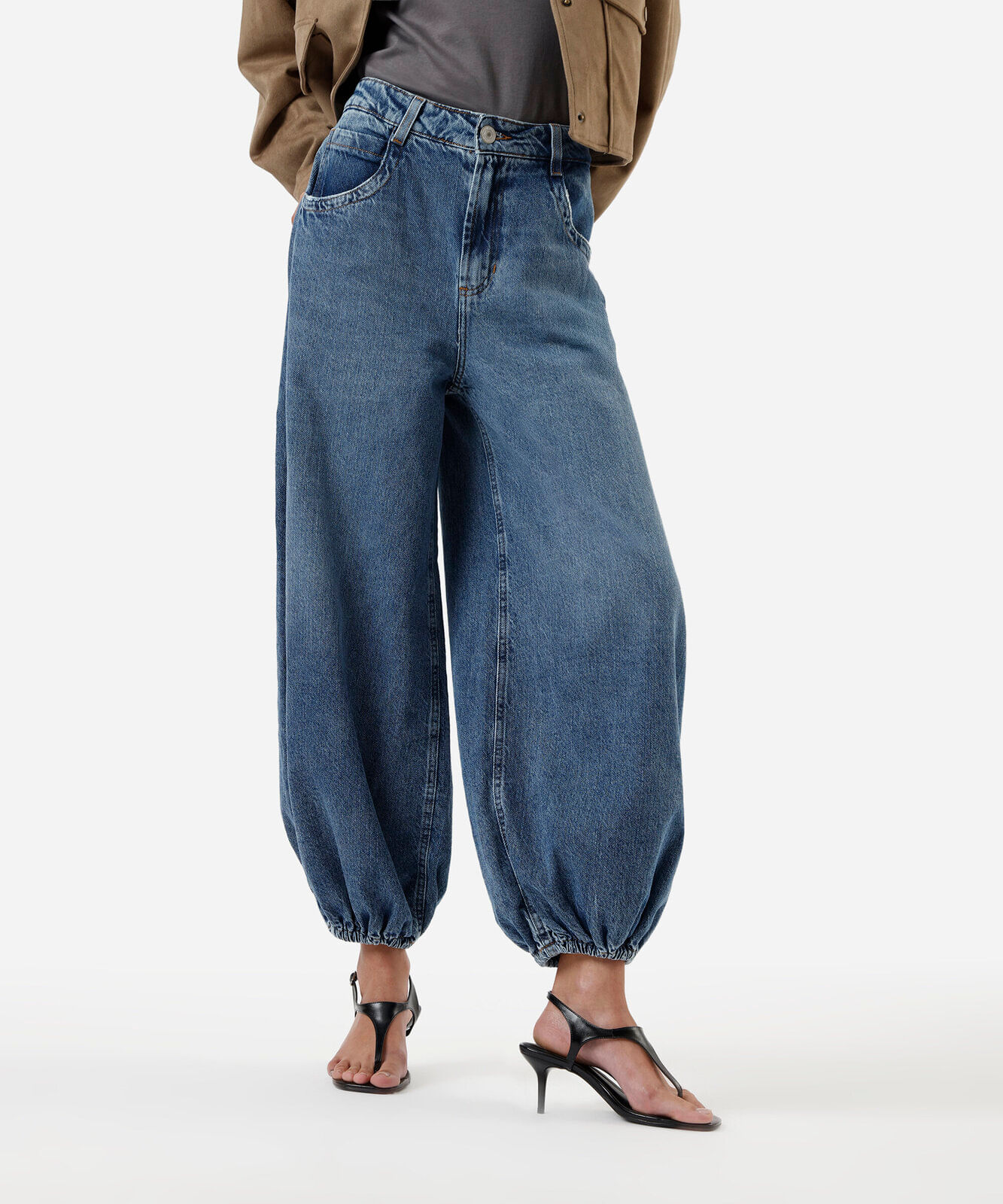 calça aladim feminina jeans cintura média azul