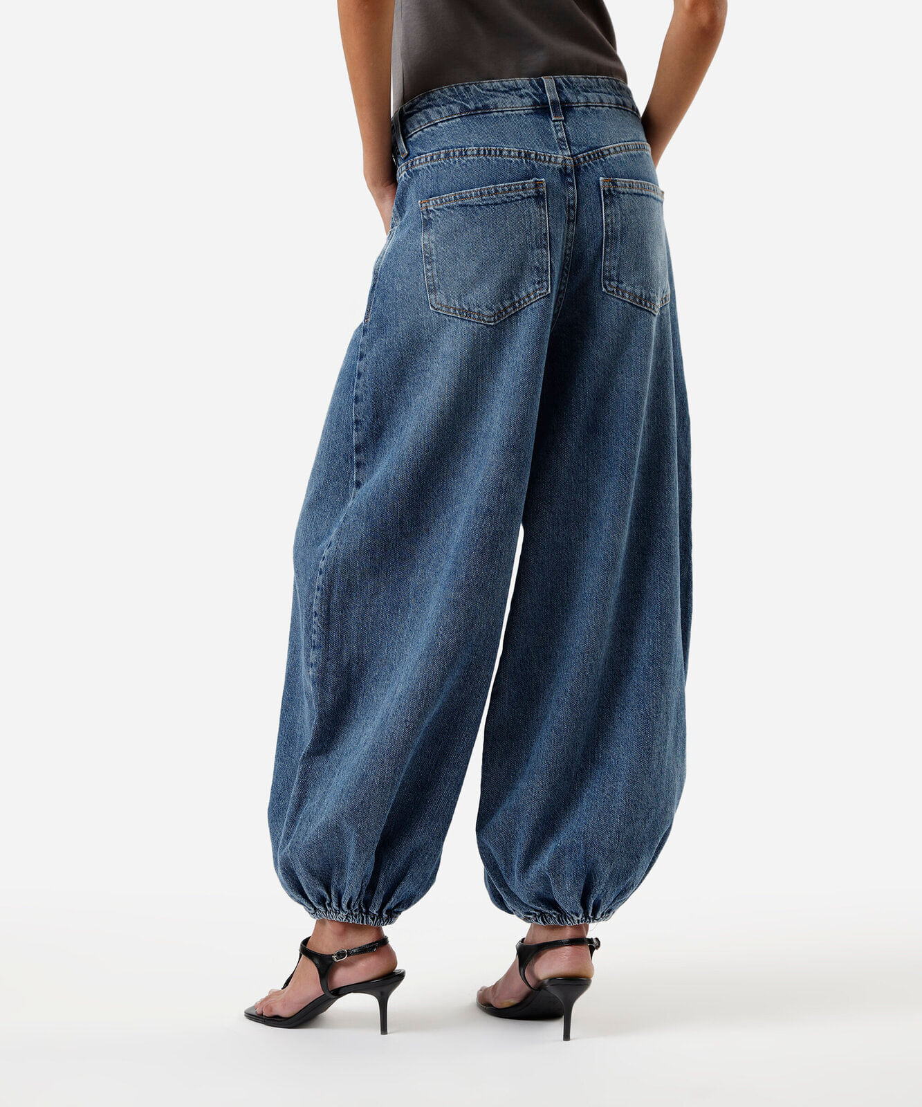 calça aladim feminina jeans cintura média azul