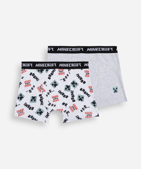 kit de 2 cuecas infantis de algodão minecraft colorido