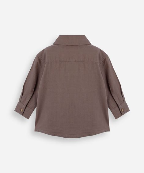 camisa infantil manga longa com bolsos marrom