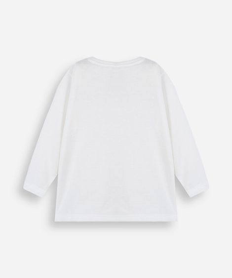 camiseta infantil com bolso manga longa off white