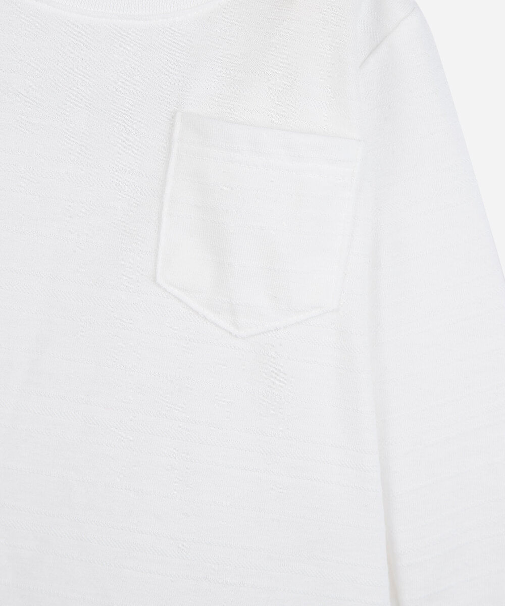 camiseta infantil com bolso manga longa off white